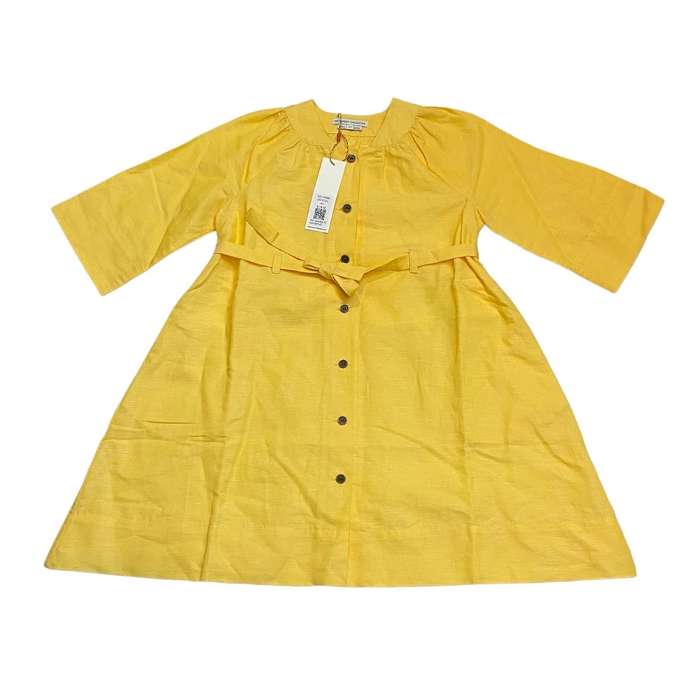 The Sunday Collective Organic Cotton Linen Trench Dress - Daffodil Yellow New 4Y - Picture 2 of 7